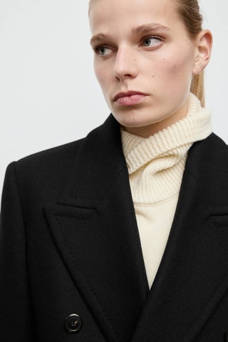 Manteau en laine à double boutonnage - Noir