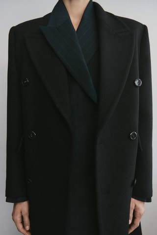 Manteau en laine à double boutonnage - Noir