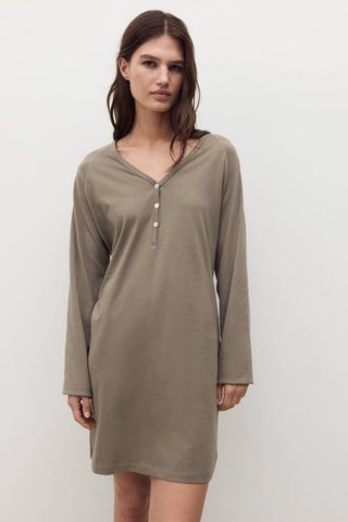 Nuisette coton détails boutons - Marron