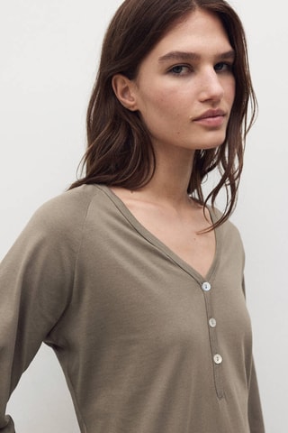 Nuisette coton détails boutons - Marron