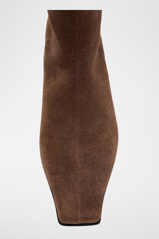 Bottines cuir et croûte de cuir - Marron clair