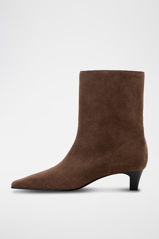 Bottines cuir et croûte de cuir - Marron clair