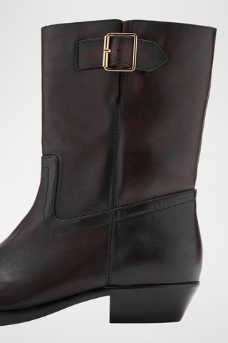 Bottines cuir boucle - Marron