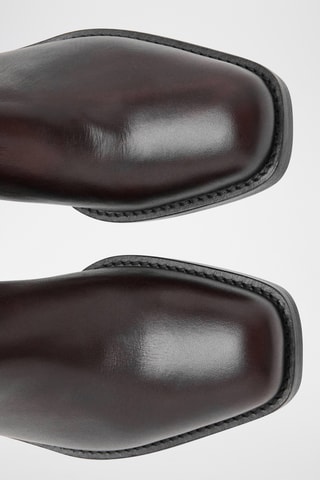 Bottines cuir boucle - Marron