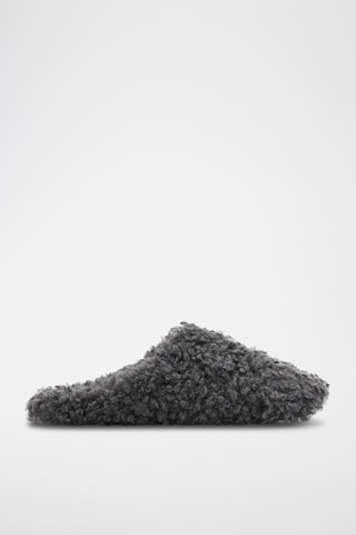 Pantoufles effet mouton retourné - Anthracite