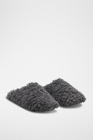 Pantoufles effet mouton retourné - Anthracite