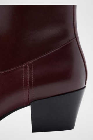 Bottines cuir bout carré - Bordeaux