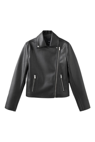 Veste biker cuir synthétique - Noir