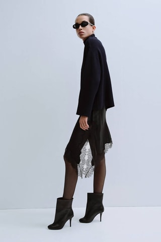 Pull col cheminée à boutons - Bleu marine