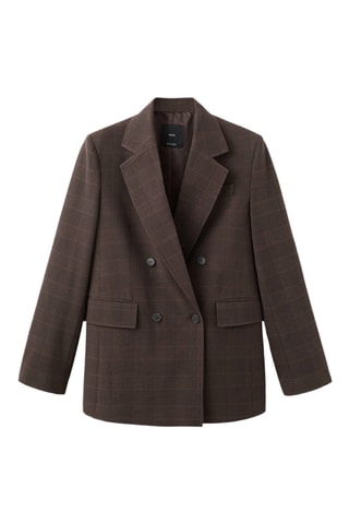 Blazer costume à carreaux double boutonnage - Marron