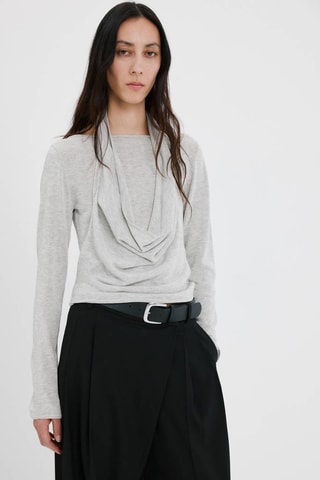 Pull-over bi-matière - Gris chiné
