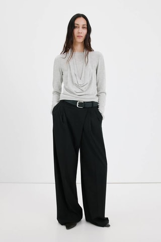 Pull-over bi-matière - Gris chiné
