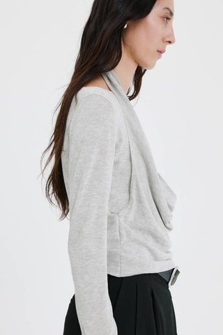 Pull-over bi-matière - Gris chiné