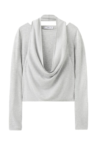 Pull-over bi-matière - Gris chiné