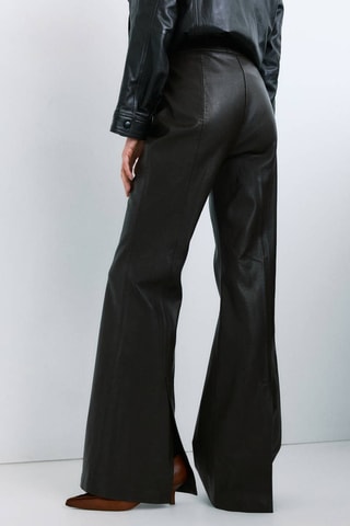 Pantalon large en cuir synthétique - Marron