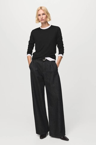 Pull-over maille fine col rond - Noir