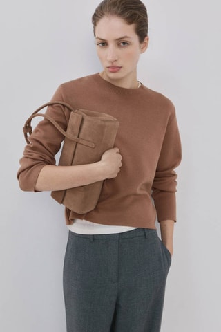 Pull en maille à col rond - Marron