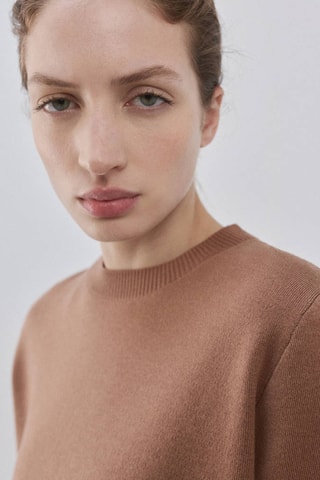 Pull en maille à col rond - Marron