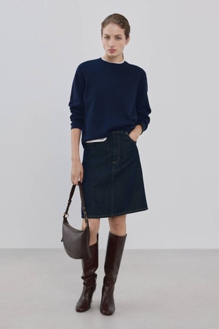 Pull en maille à col rond - Bleu marine