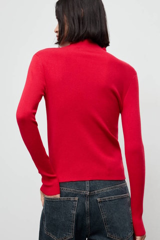 Pull cintré à col cheminée - Rouge