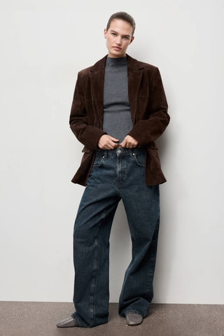 Pull cintré à col cheminée - Gris chiné