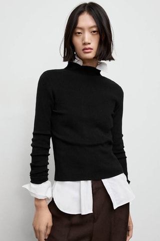 Pull cintré à col cheminée - Noir