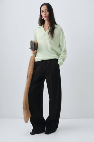 Pull 100% laine col polo - Vert d'eau
