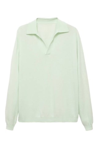 Pull 100% laine col polo - Vert d'eau