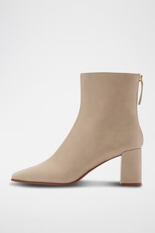 Bottines talon bloc bout carré - Écru