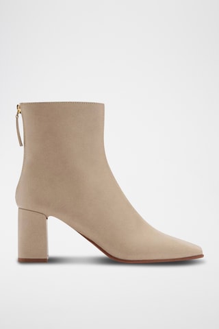 Bottines talon bloc bout carré - Écru