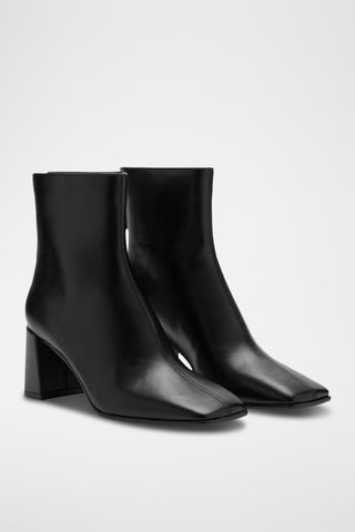 Bottines talon bloc bout carré - Noir