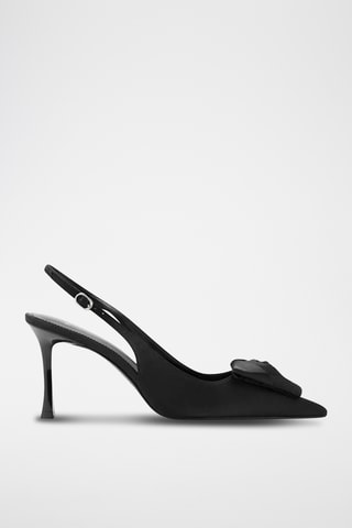 Chaussures satinées fleur - Noir