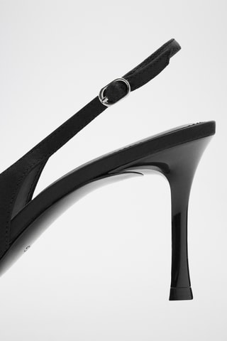 Chaussures satinées fleur - Noir