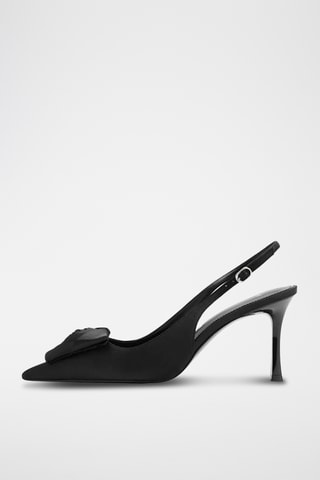 Chaussures satinées fleur - Noir