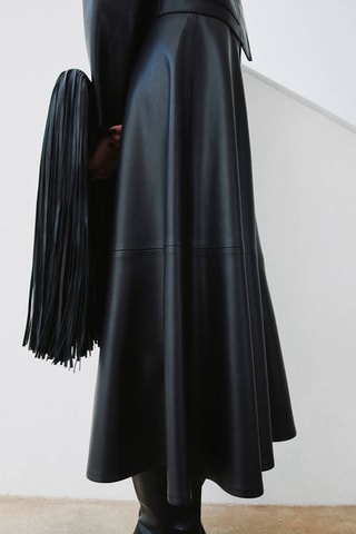 Jupe midi cuir synthétique - Noir