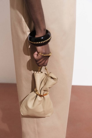 Sac en cuir style cabas détail métallique - Marron