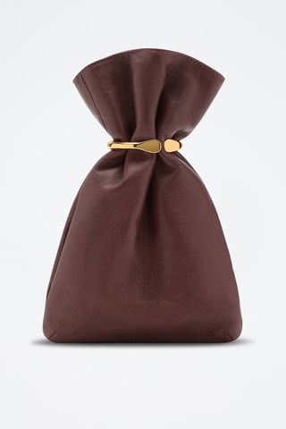 Sac en cuir style cabas détail métallique - Marron