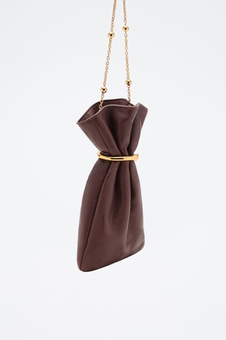 Sac en cuir style cabas détail métallique - Marron