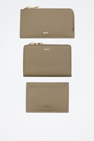 Porte-cartes effet saffiano - Kaki