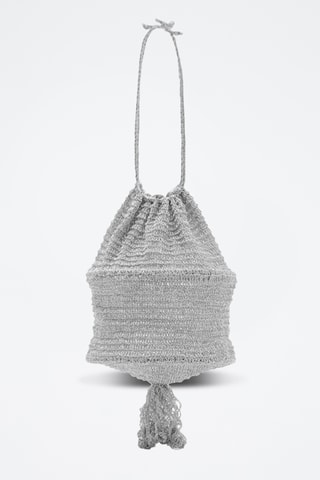 Sac bonbonnière en lurex à pompon - Argenté