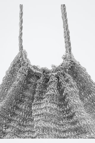 Sac bonbonnière en lurex à pompon - Argenté
