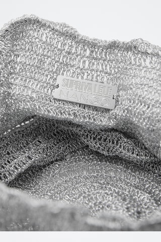 Sac bonbonnière en lurex à pompon - Argenté