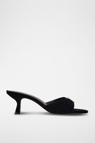 Sandale en velours avec détail bijou - Noir