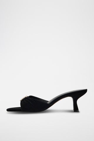 Sandale en velours avec détail bijou - Noir