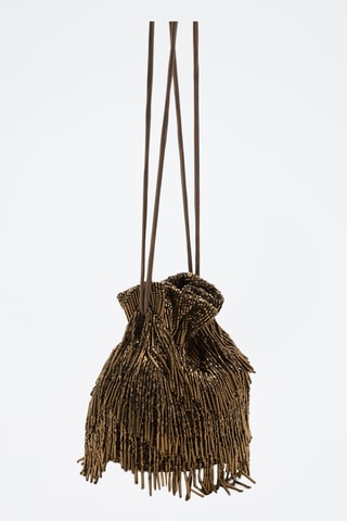 Sac porté main perles - Kaki