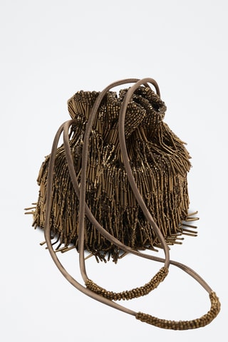 Sac porté main perles - Kaki