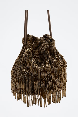 Sac porté main perles - Kaki