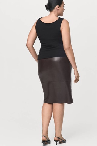 Jupe crayon en cuir synthétique - Marron