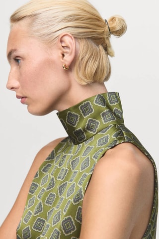 Blouse satinée imprimé géométrique - Vert