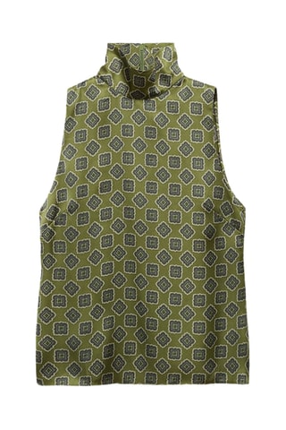 Blouse satinée imprimé géométrique - Vert
